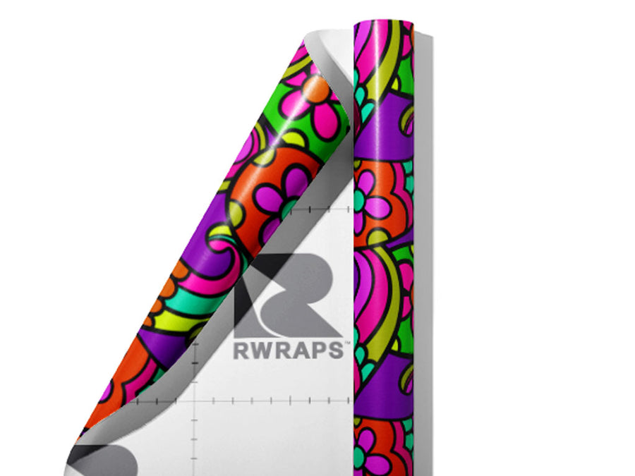 Psychedelic Sixties Paisley Wrap Film Sheets~Rwraps Series 914 Psychedelic Sixties Paisley Scrolled Sheet~3