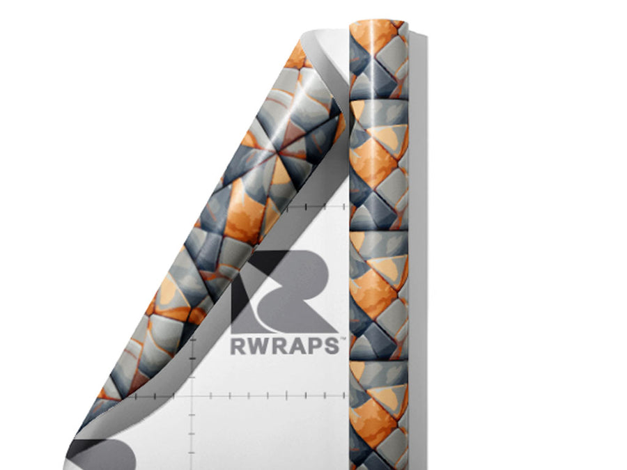 Pumpkin Square Tile Wrap Film Sheets~Rwraps Series 914 Pumpkin Square Tile Scrolled Sheet~4