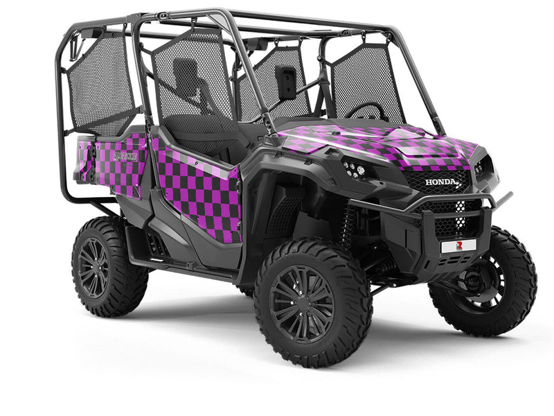 Purple Checkered Utility Vehicle Vinyl Wrap