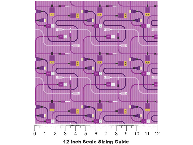 Purple Cords Technology Vinyl Film Pattern Size 12 inch Scale~Rwraps Purple Cords Technology Sizing Chart~3