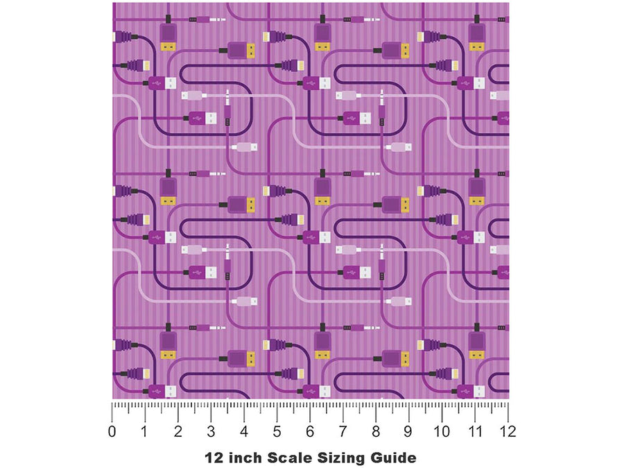 Purple Cords Technology Vinyl Film Pattern Size 12 inch Scale~Rwraps Purple Cords Technology Sizing Chart~3