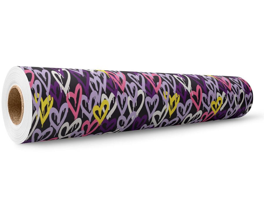 Purple Hearts Graffiti Wrap Film Wholesale Roll~Rwraps Series 914 Digitally Printed Vinyl Roll~5
