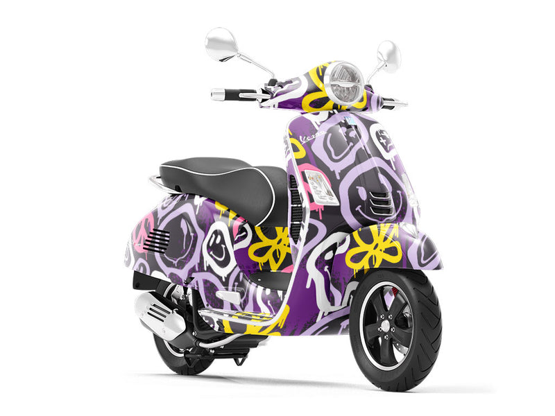 Purple Peace Graffiti Vespa Scooter Wrap Film