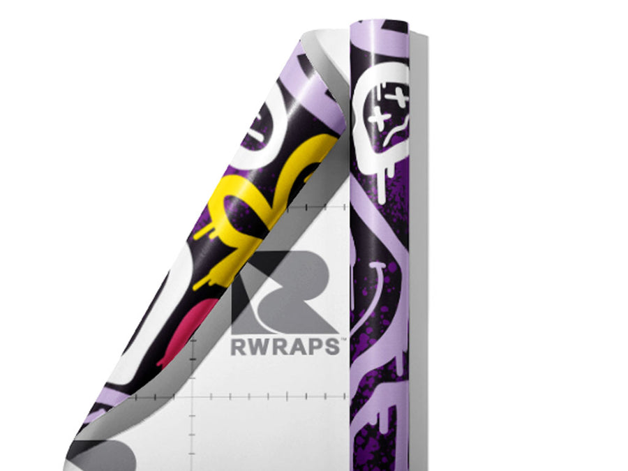 Purple Peace Graffiti Wrap Film Sheets~Rwraps Series 914 Purple Peace Graffiti Scrolled Sheet~4