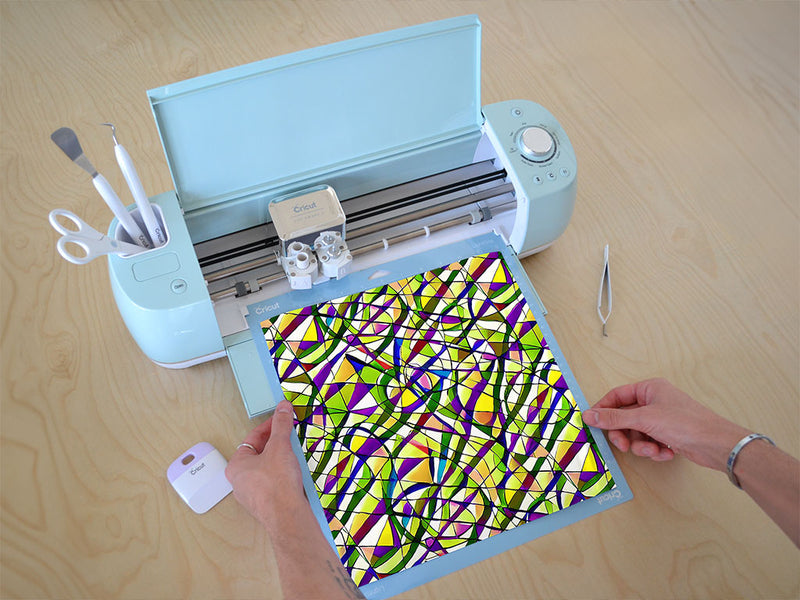 purple slashes stained glass Cricut Compatible Vinyl