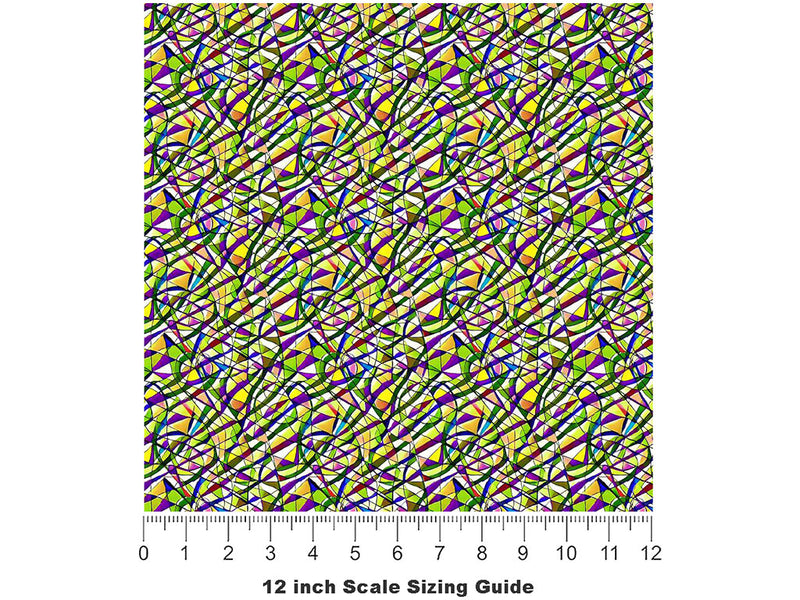 Purple Slashes Stained Glass Vinyl Film Pattern Size 12 inch Scale~Rwraps Purple Slashes Stained Glass Sizing Chart~2