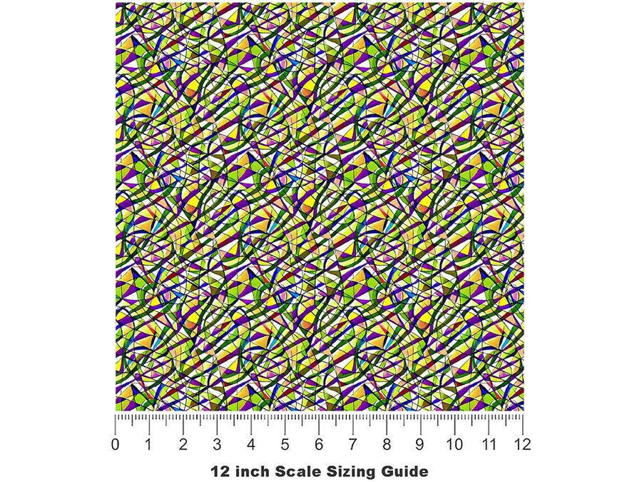 Purple Slashes Stained Glass Vinyl Film Pattern Size 12 inch Scale~Rwraps Purple Slashes Stained Glass Sizing Chart~2