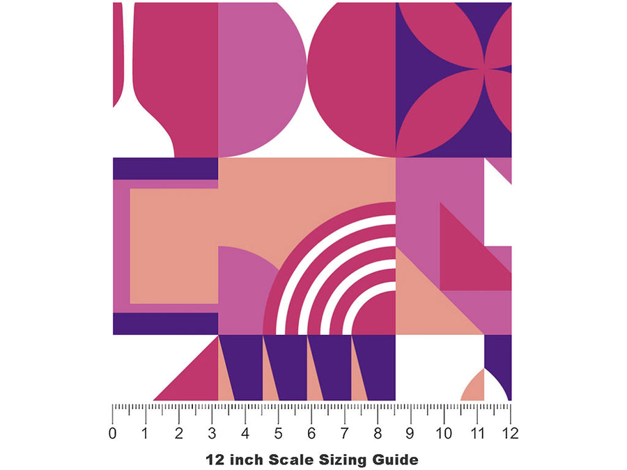 Purple Wine Mosaic Vinyl Film Pattern Size 12 inch Scale~Rwraps Purple Wine Mosaic Sizing Chart~2