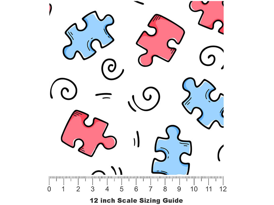 Puzzle Pastels Hobby Vinyl Film Pattern Size 12 inch Scale~Rwraps Puzzle Pastels Hobby Sizing Chart~2
