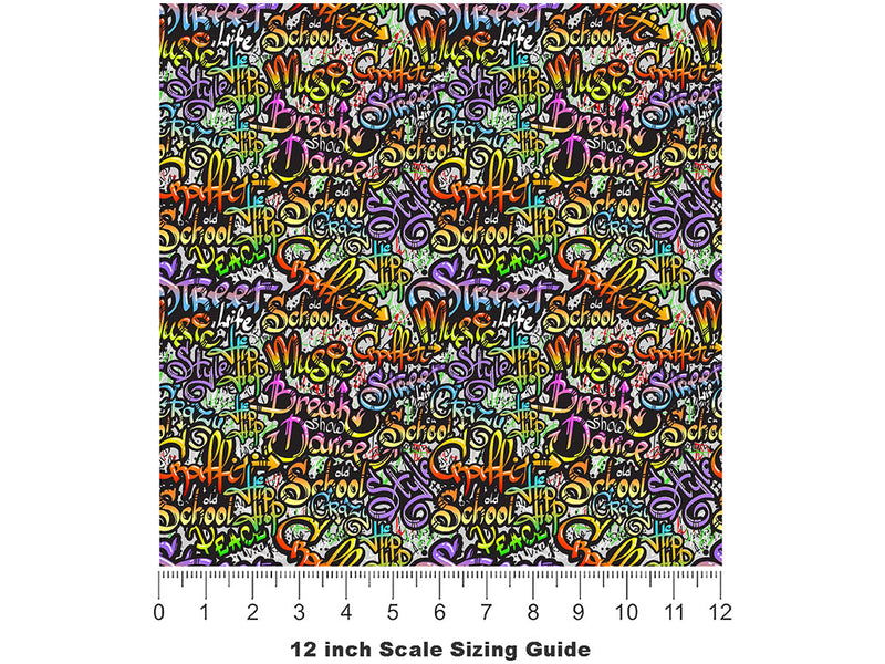 Quick Throwies Graffiti Vinyl Film Pattern Size 12 inch Scale~Rwraps Quick Throwies Graffiti Sizing Chart~2