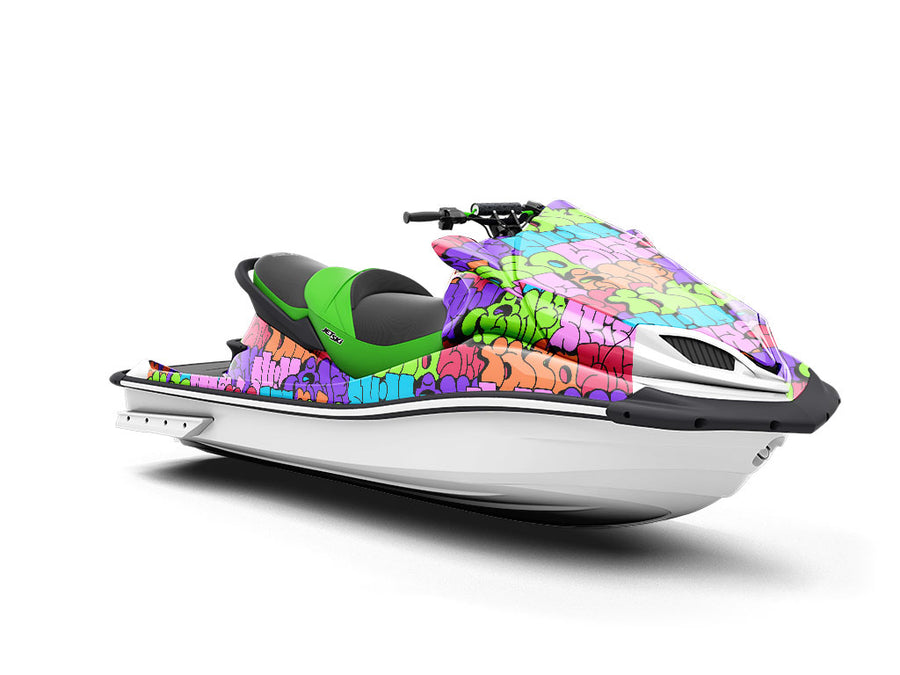 Rainbow Bubbled Graffiti Jet Ski Vinyl Customized Wrap