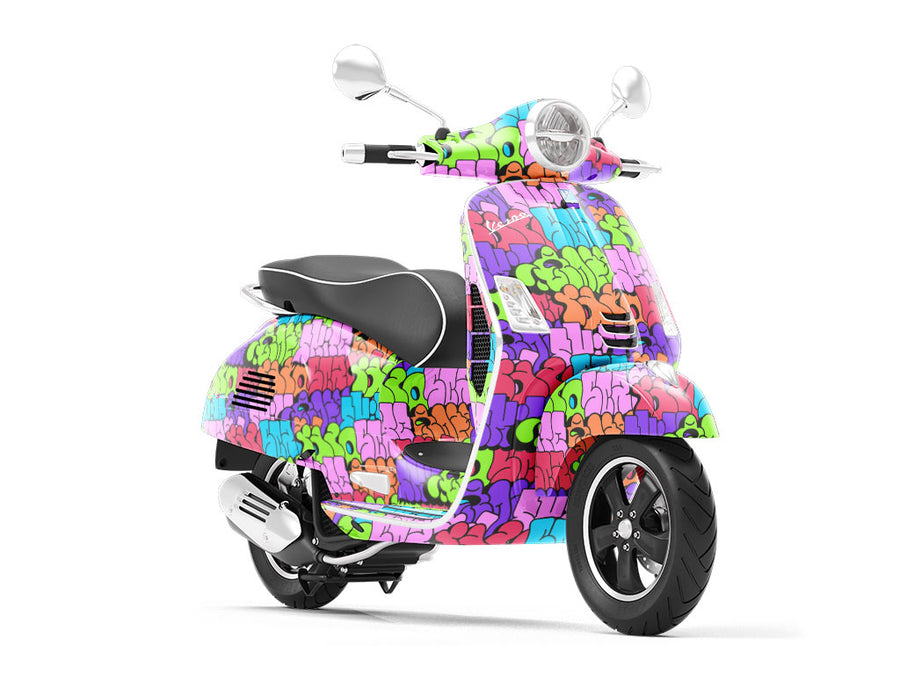 Rainbow Bubbled Graffiti Vespa Scooter Wrap Film