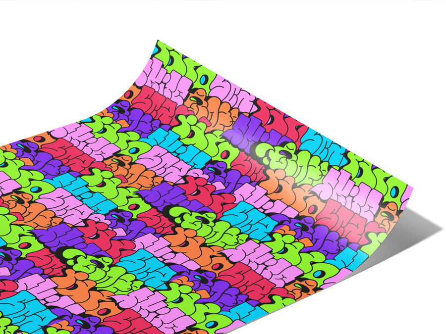 Rainbow Bubbled Graffiti Vinyl Wraps~Rwraps Series 914 Digitally Printed Vinyl Wrap~1