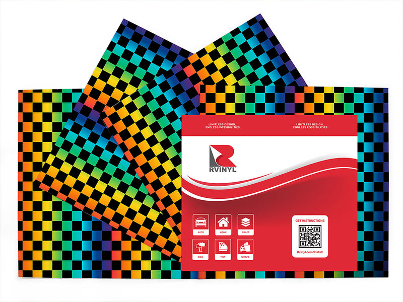 rainbow checkered Craft Vinyl Sheet Pack
