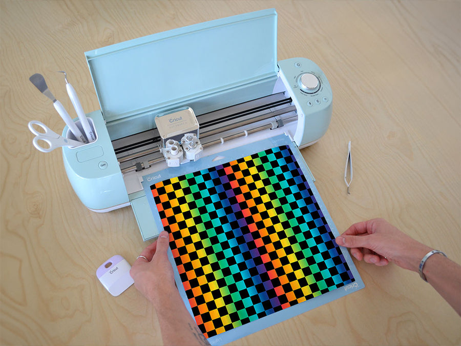 rainbow checkered Cricut Compatible Vinyl