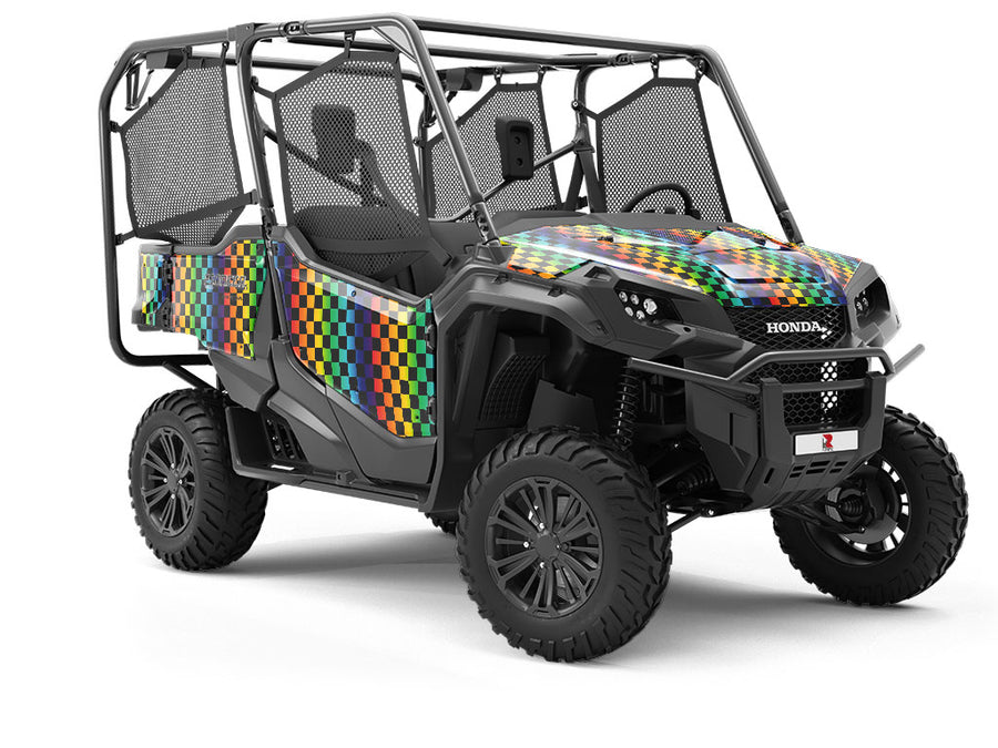 Rainbow Checkered Utility Vehicle Vinyl Wrap