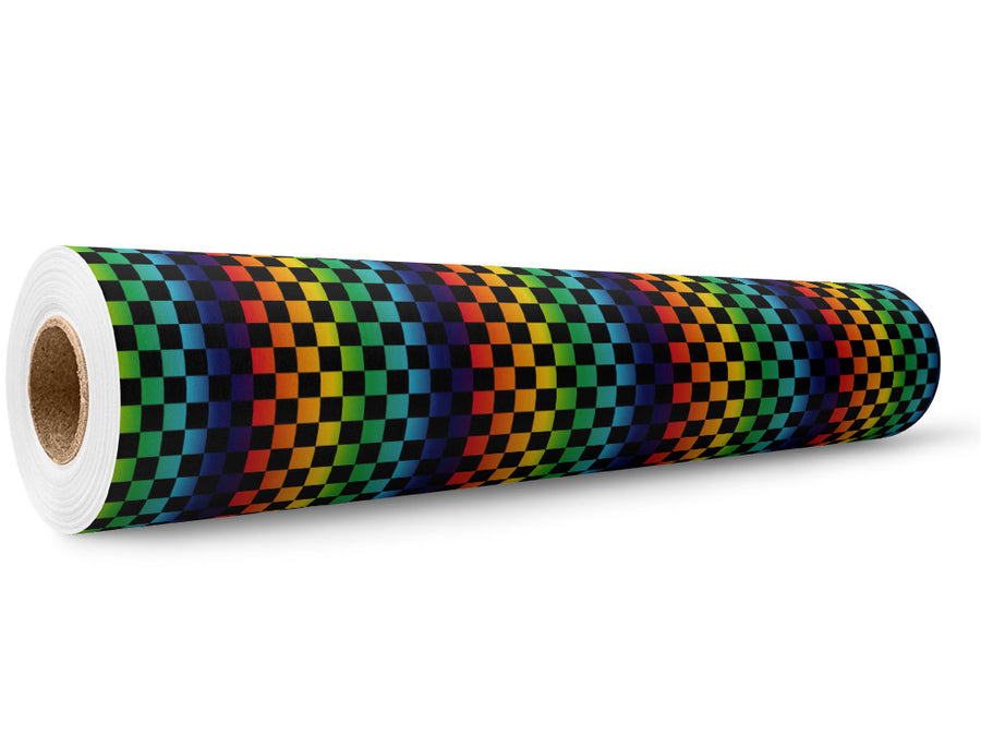 Rainbow Checkered Wrap Film Wholesale Roll~Rwraps Series 914 Digitally Printed Vinyl Roll~6