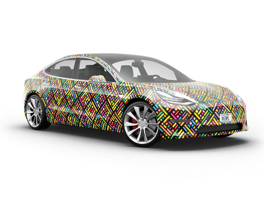 Rainbow Explosion Tile Vehicle Vinyl Wrap