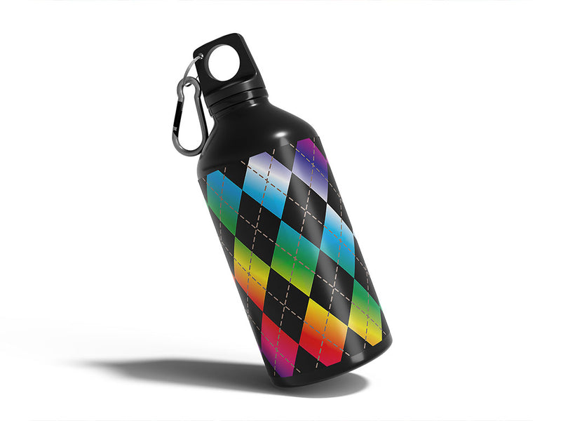 rainbow gradient argyle Water Bottle DIY Stickers