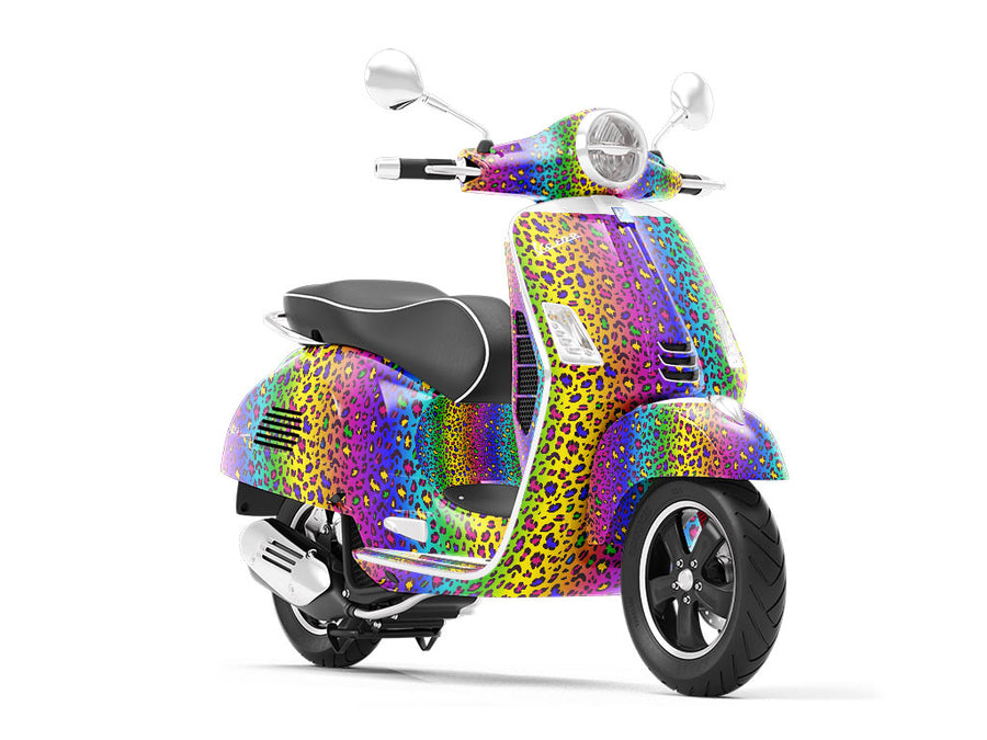 Rainbow Leopard Vespa Scooter Wrap Film