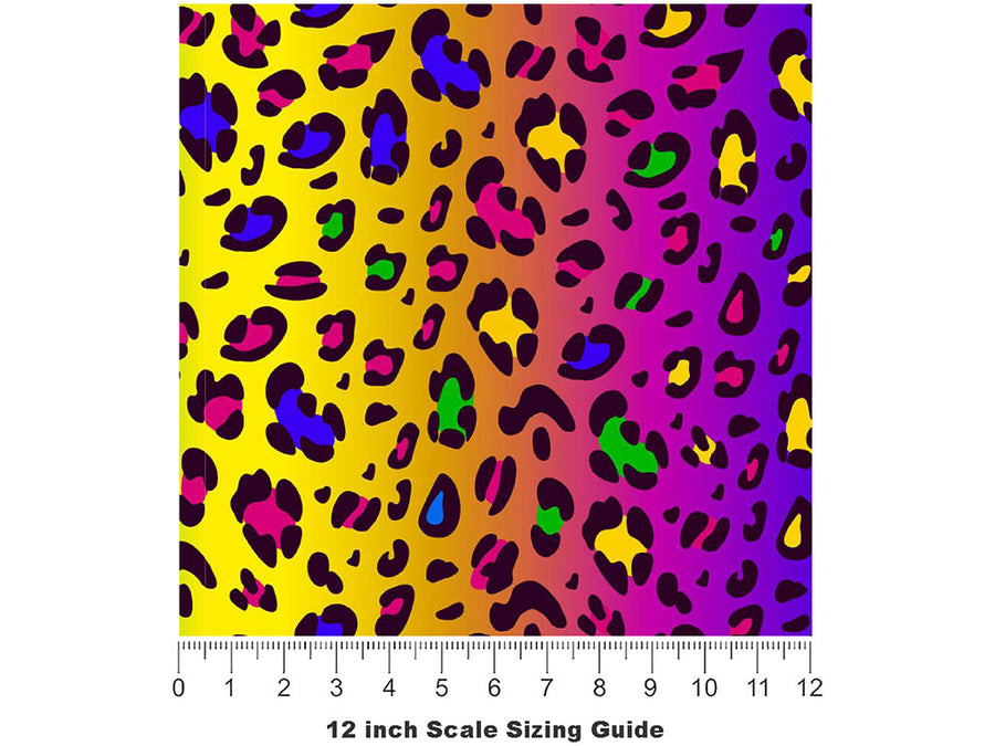 Rainbow Leopard Vinyl Film Pattern Size 12 inch Scale~Rwraps Rainbow Leopard Sizing Chart~3