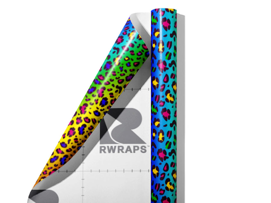 Rainbow Leopard Wrap Film Sheets~Rwraps Series 914 Rainbow Leopard Scrolled Sheet~5