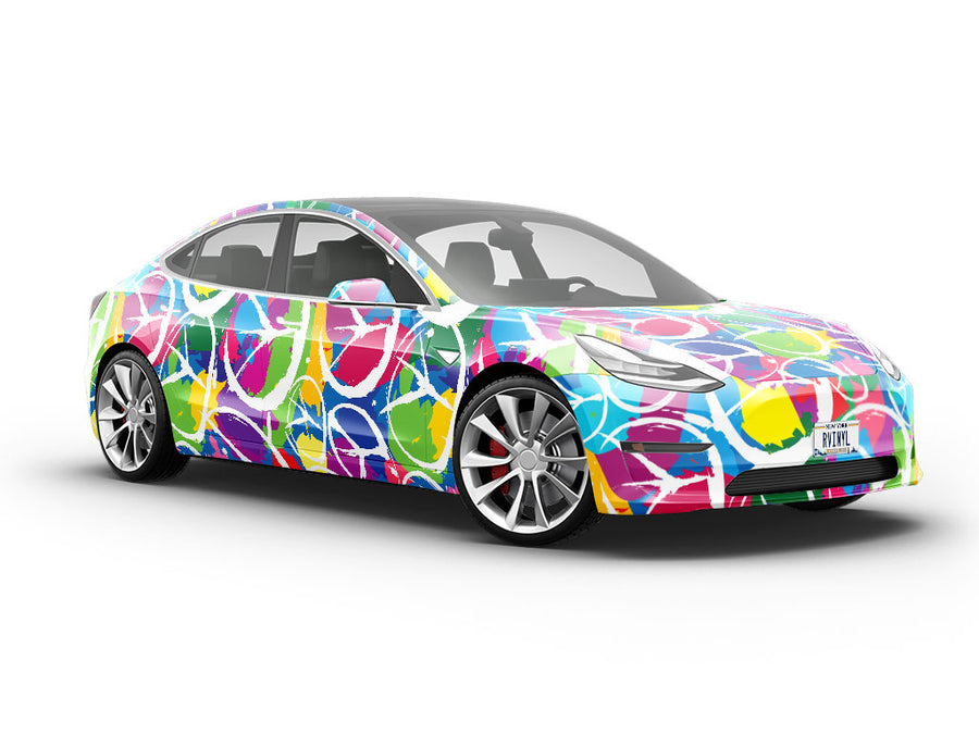 Rainbow Peace Graffiti Vehicle Vinyl Wrap