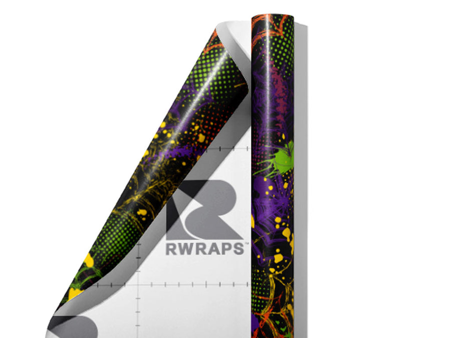 Rainbow Webs Graffiti Wrap Film Sheets~Rwraps Series 914 Rainbow Webs Graffiti Scrolled Sheet~4