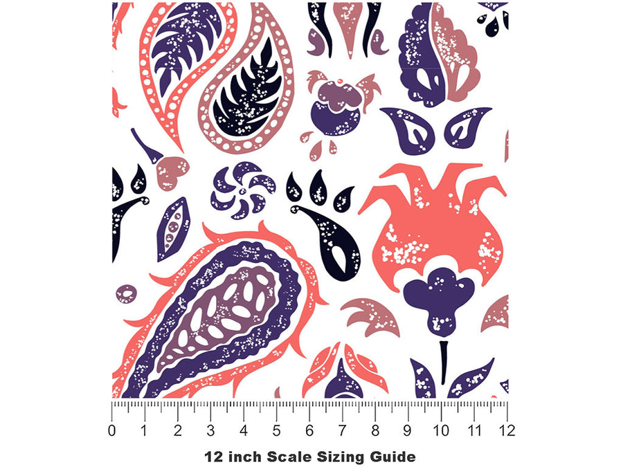 Rainstorm Worries Paisley Vinyl Film Pattern Size 12 inch Scale~Rwraps Rainstorm Worries Paisley Sizing Chart~2
