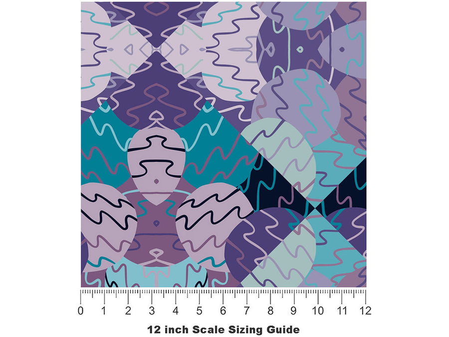 Rainy Daze Mosaic Vinyl Film Pattern Size 12 inch Scale~Rwraps Rainy Daze Mosaic Sizing Chart~2