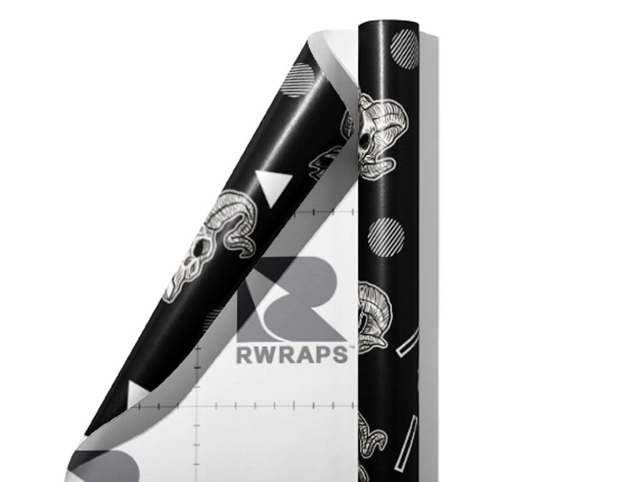 Ram Heads Halloween Wrap Film Sheets~Rwraps Series 914 Ram Heads Halloween Scrolled Sheet~3