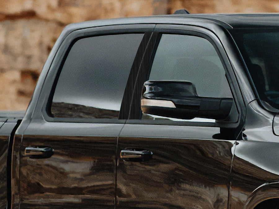 ram 1500 2019-2024 (crew cab / quad cab) Brushed Aluminum Black Pillar Cover Diagram