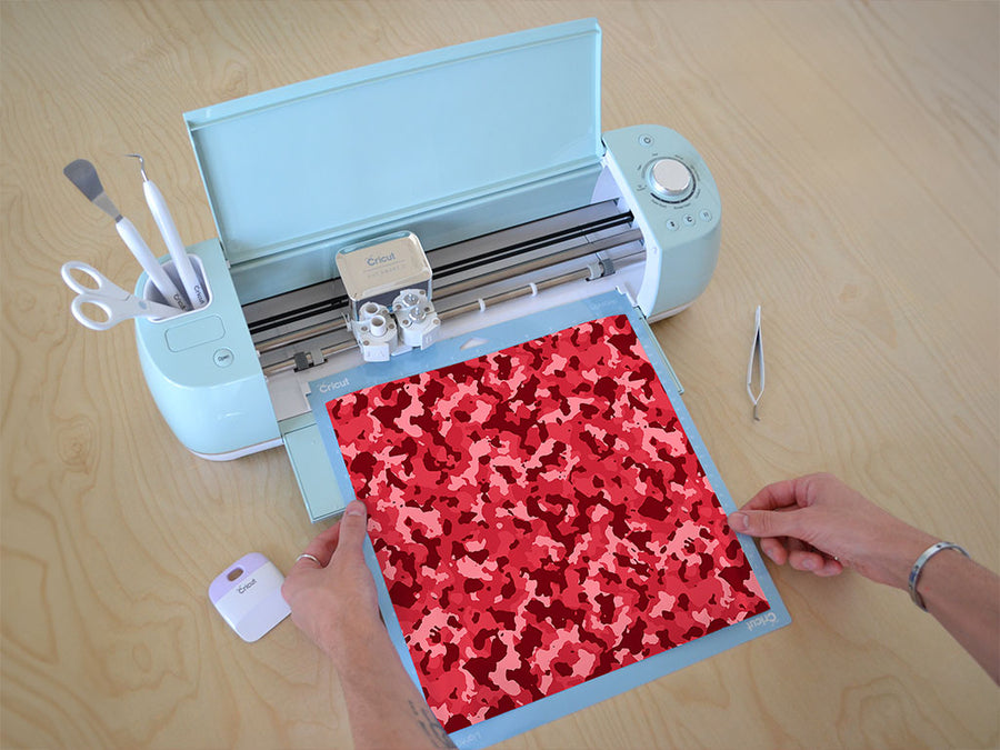 raspberry napalm camouflage Cricut Compatible Vinyl