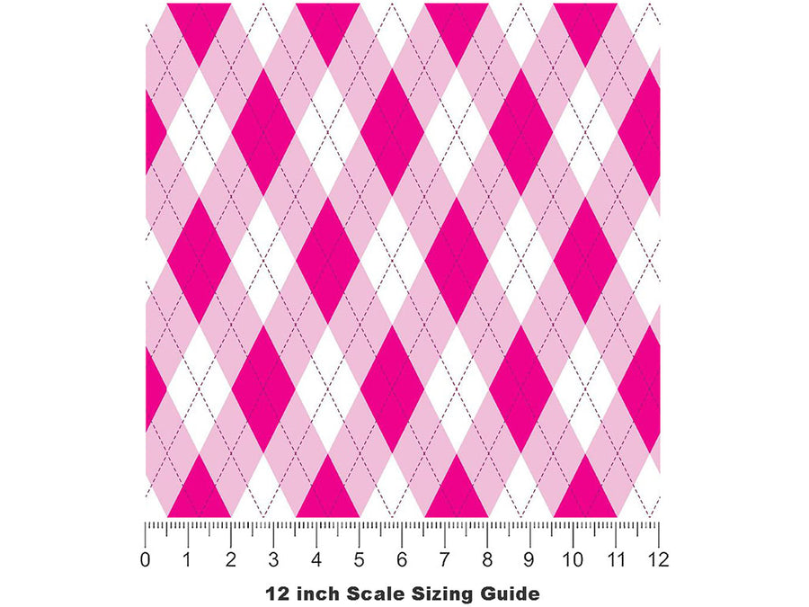 Razzmatazz Riot Argyle Vinyl Film Pattern Size 12 inch Scale~Rwraps Razzmatazz Riot Argyle Sizing Chart~2