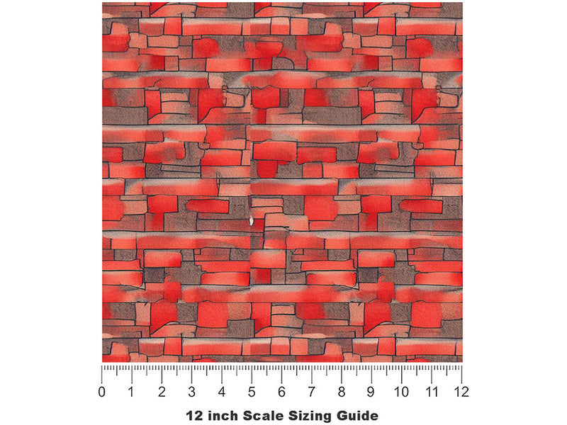 Red Brick Vinyl Film Pattern Size 12 inch Scale~Rwraps Red Brick Sizing Chart~3
