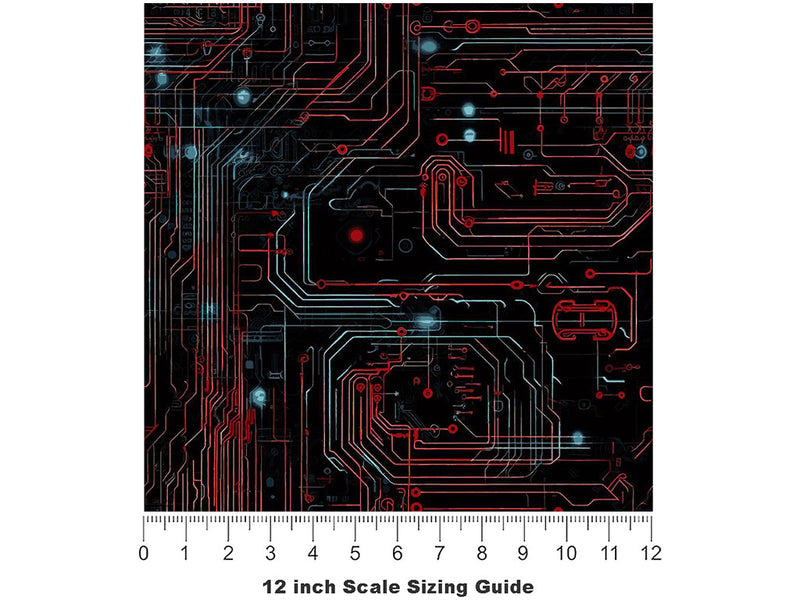Red Blue Technology Vinyl Film Pattern Size 12 inch Scale~Rwraps Red Blue Technology Sizing Chart~3
