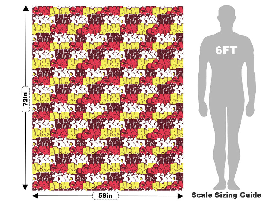Red Bubbled Graffiti Vehicle Wrap Scale~Rwraps Series 914 Red Bubbled Graffiti Measurements~2