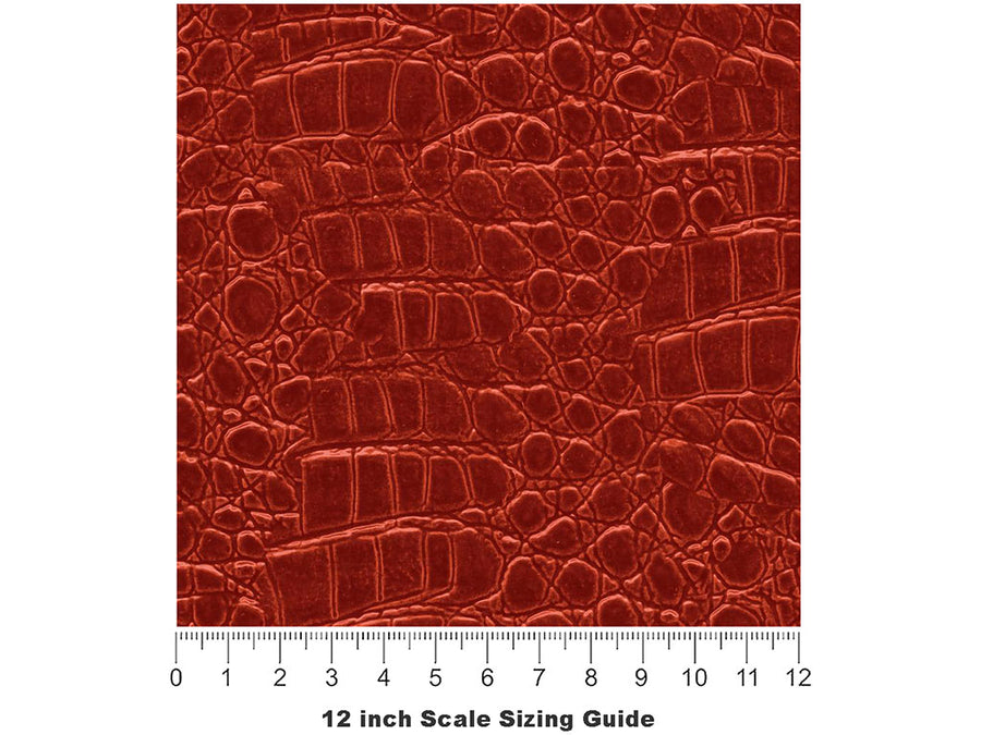 Red Caiman Crocodile Vinyl Film Pattern Size 12 inch Scale~Rwraps Red Caiman Crocodile Sizing Chart~3