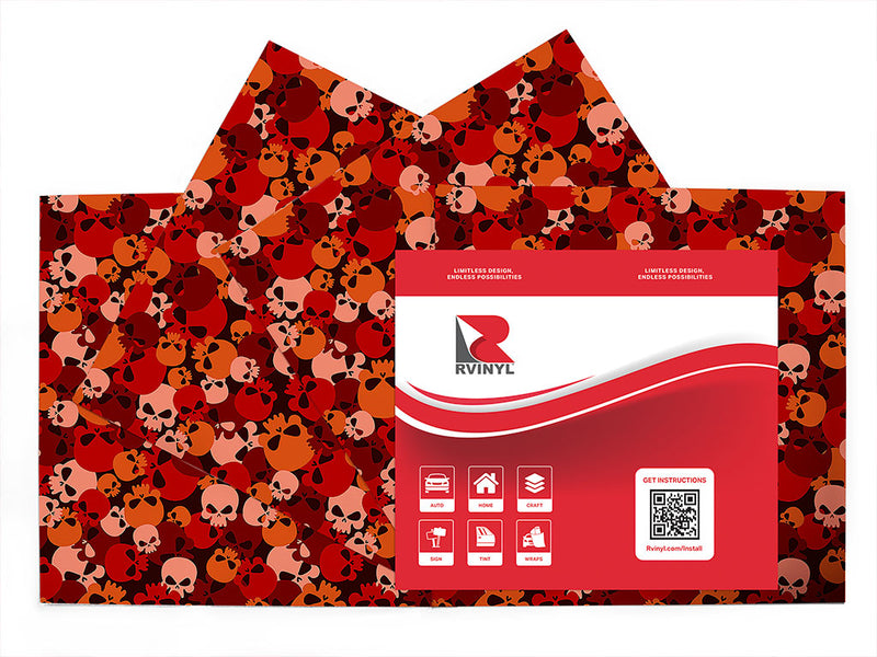 red calvaria skull and bones Craft Vinyl Sheet Pack