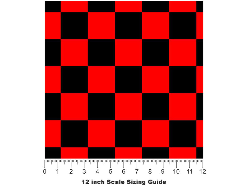 Red Name3 Checkered Vinyl Film Pattern Size 12 inch Scale~Rwraps Red Name3 Checkered Sizing Chart~3