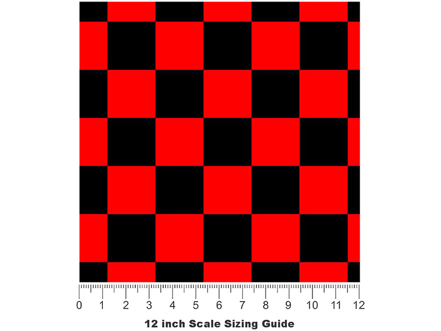 Red Name3 Checkered Vinyl Film Pattern Size 12 inch Scale~Rwraps Red Name3 Checkered Sizing Chart~3
