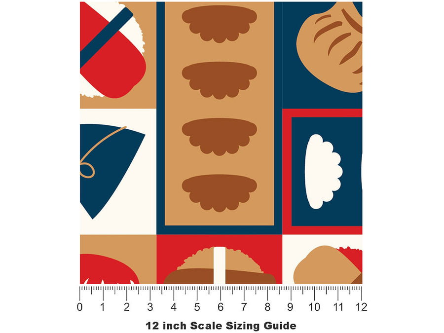 Red Chopsticks Food Vinyl Film Pattern Size 12 inch Scale~Rwraps Red Chopsticks Food Sizing Chart~2