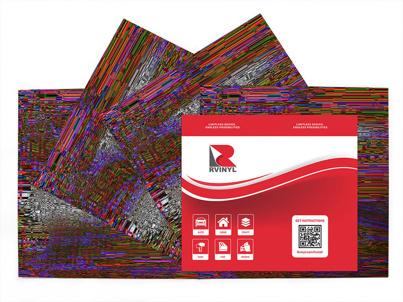 Red Distortion Technology Vespa Scooter Wrap Film