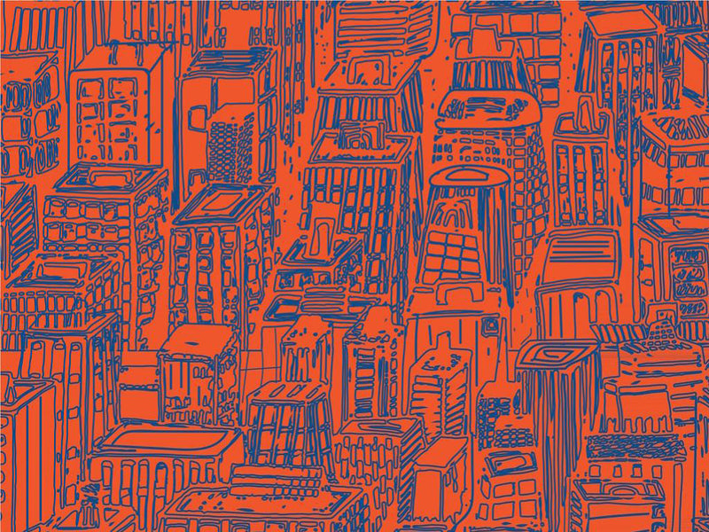 Red Downtown Cityscape Vinyl Wrap Pattern~Rwraps Series 914 Digitally Printed Vinyl Wrap~0