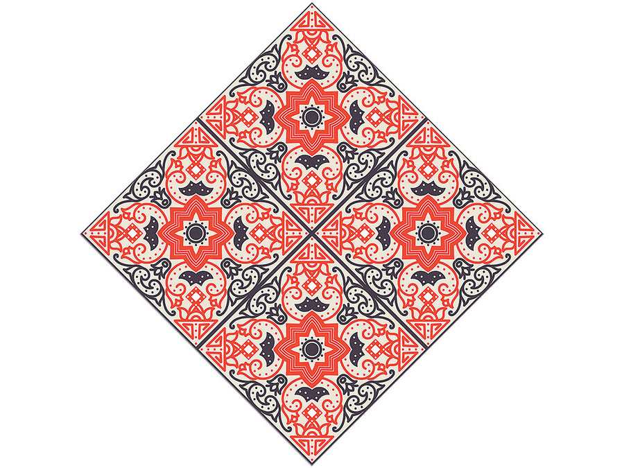 Red Flower Tile Vinyl Wrap Pattern