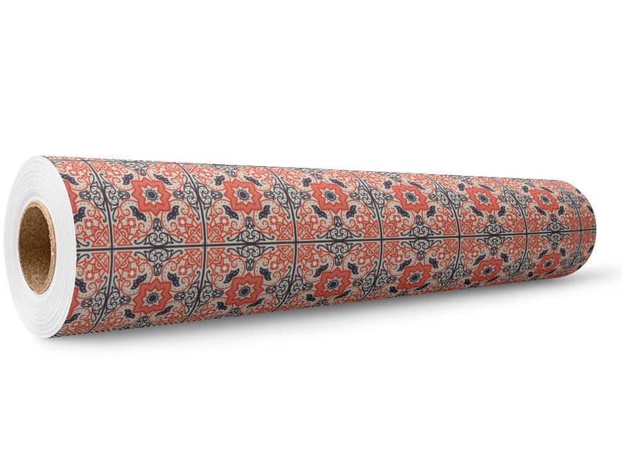 Red Flower Tile Wrap Film Wholesale Roll~Rwraps Series 914 Digitally Printed Vinyl Roll~5