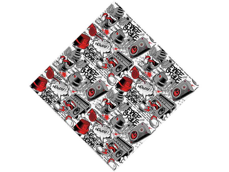 Red Free Style Graffiti Vinyl Wrap Pattern