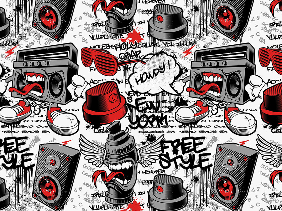 Red Free Style Graffiti Vinyl Wrap Pattern~Rwraps Series 914 Digitally Printed Vinyl Wrap~0