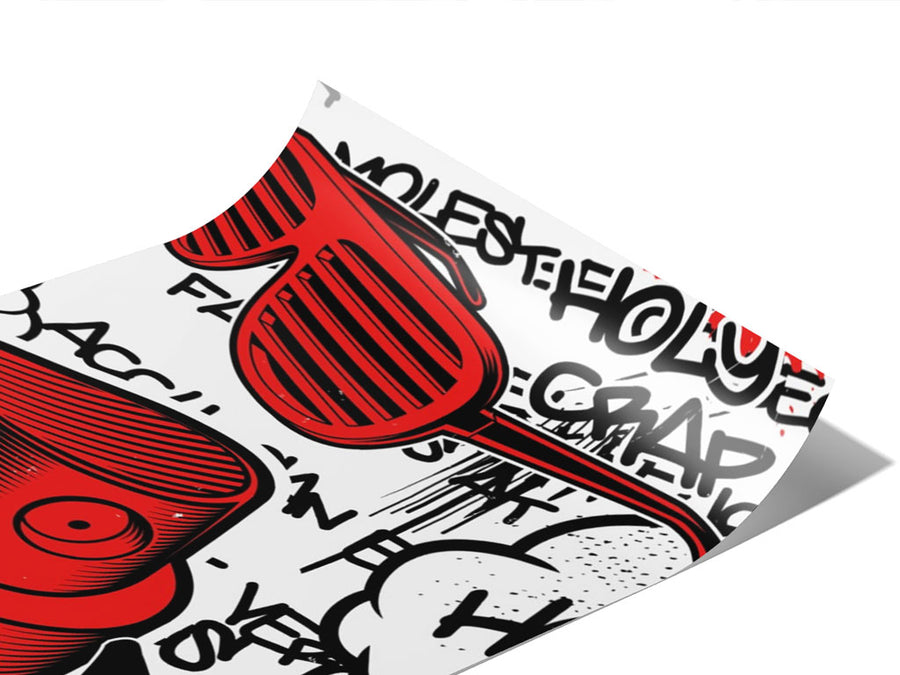 Red Free Style Graffiti Vinyl Wraps~Rwraps Series 914 Digitally Printed Vinyl Wrap~0