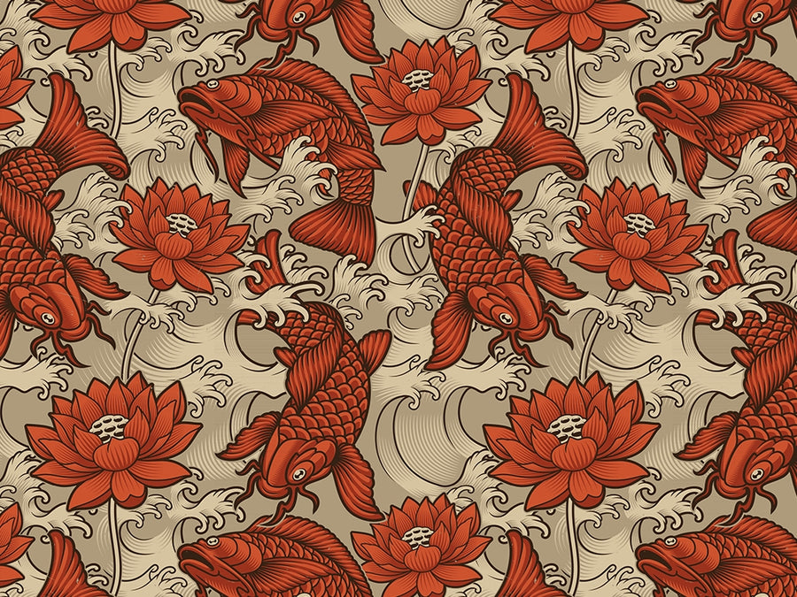 Red Koi Marine Life Vinyl Wrap Pattern~Rwraps Series 914 Digitally Printed Vinyl Wrap~0